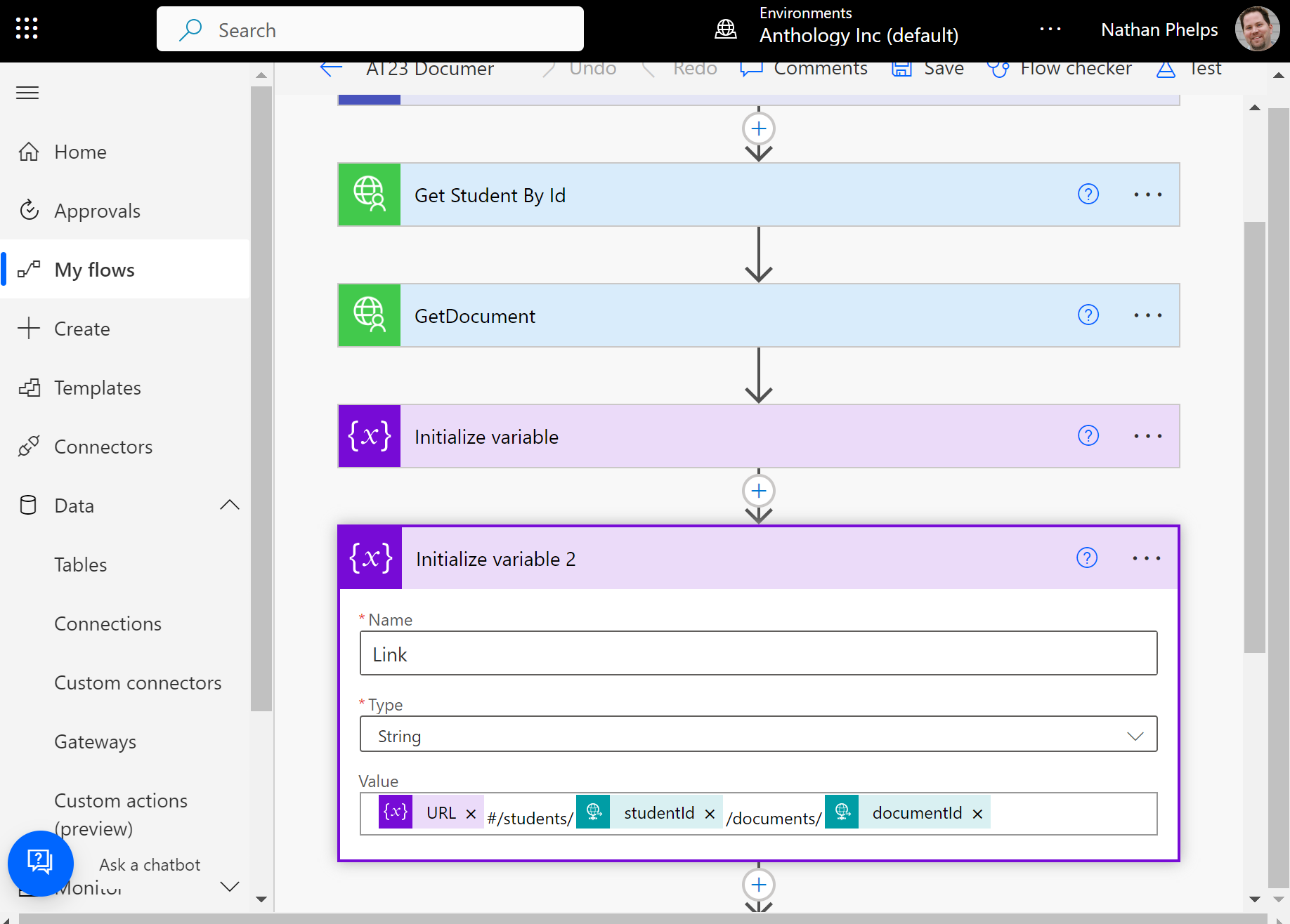 Screenshot of the Link variable step