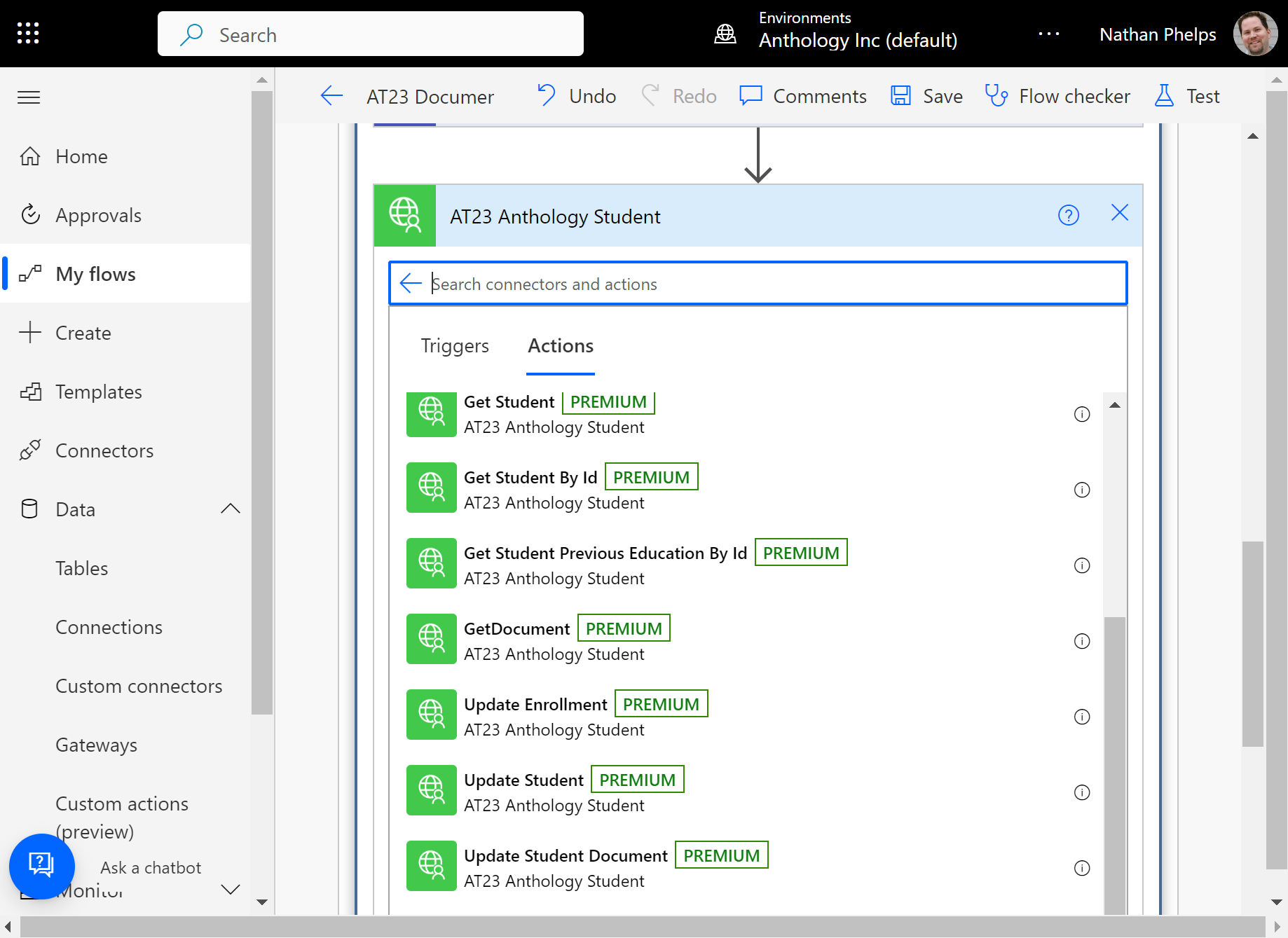 Screenshot of the Update Student Document dialog