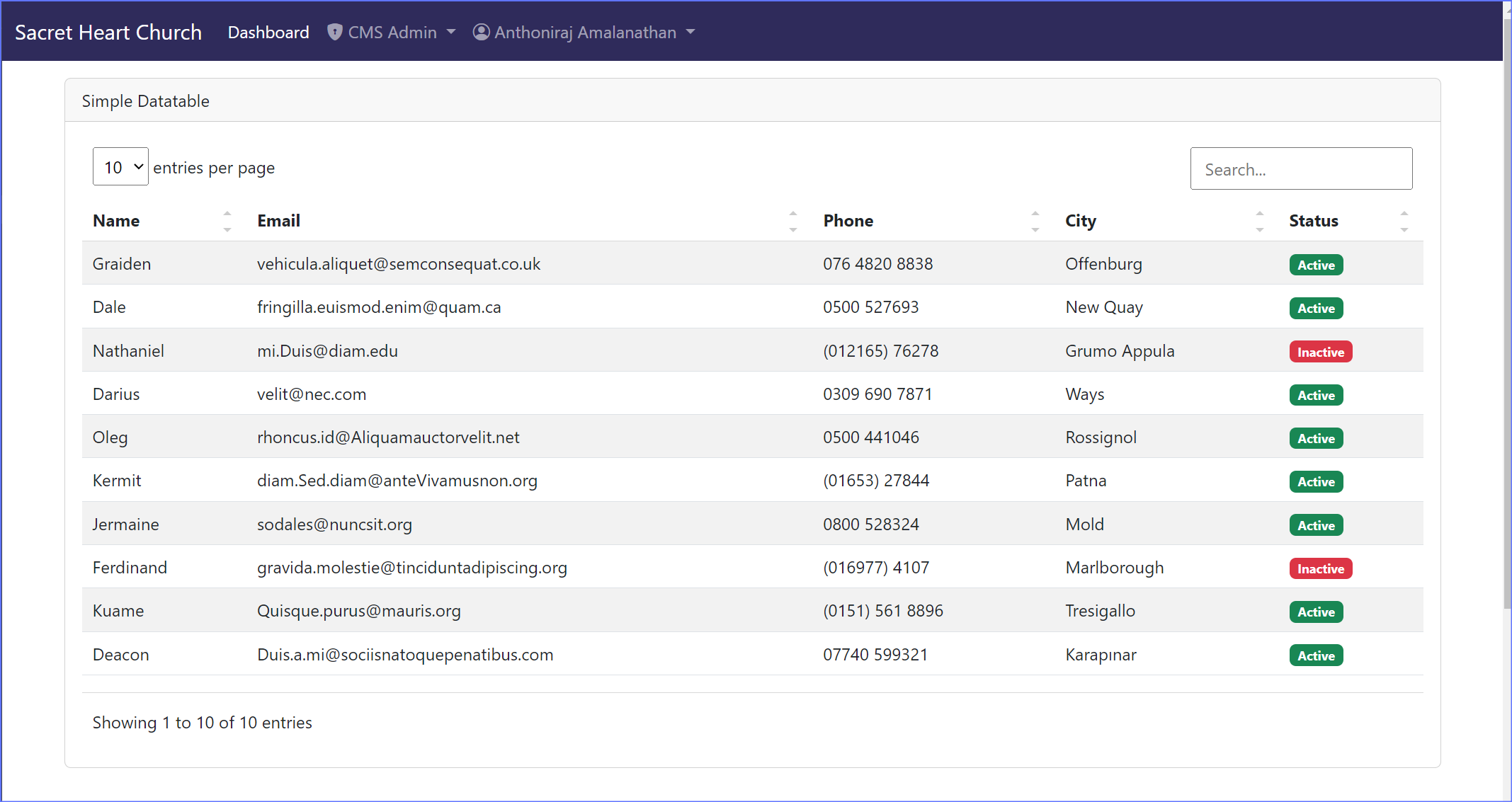 Datatable