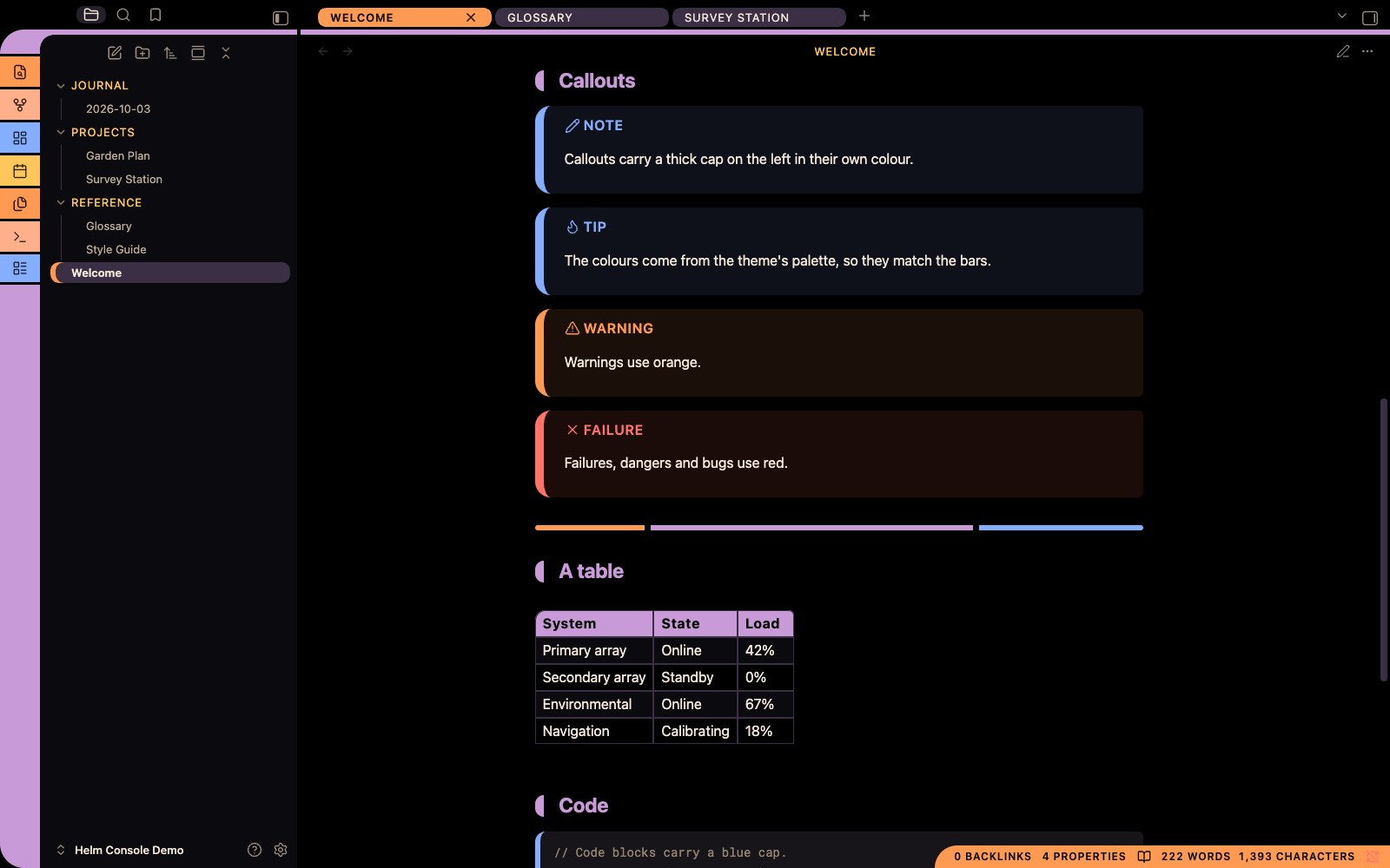Note content in dark mode
