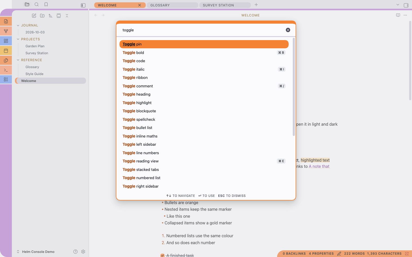 Command palette in light mode
