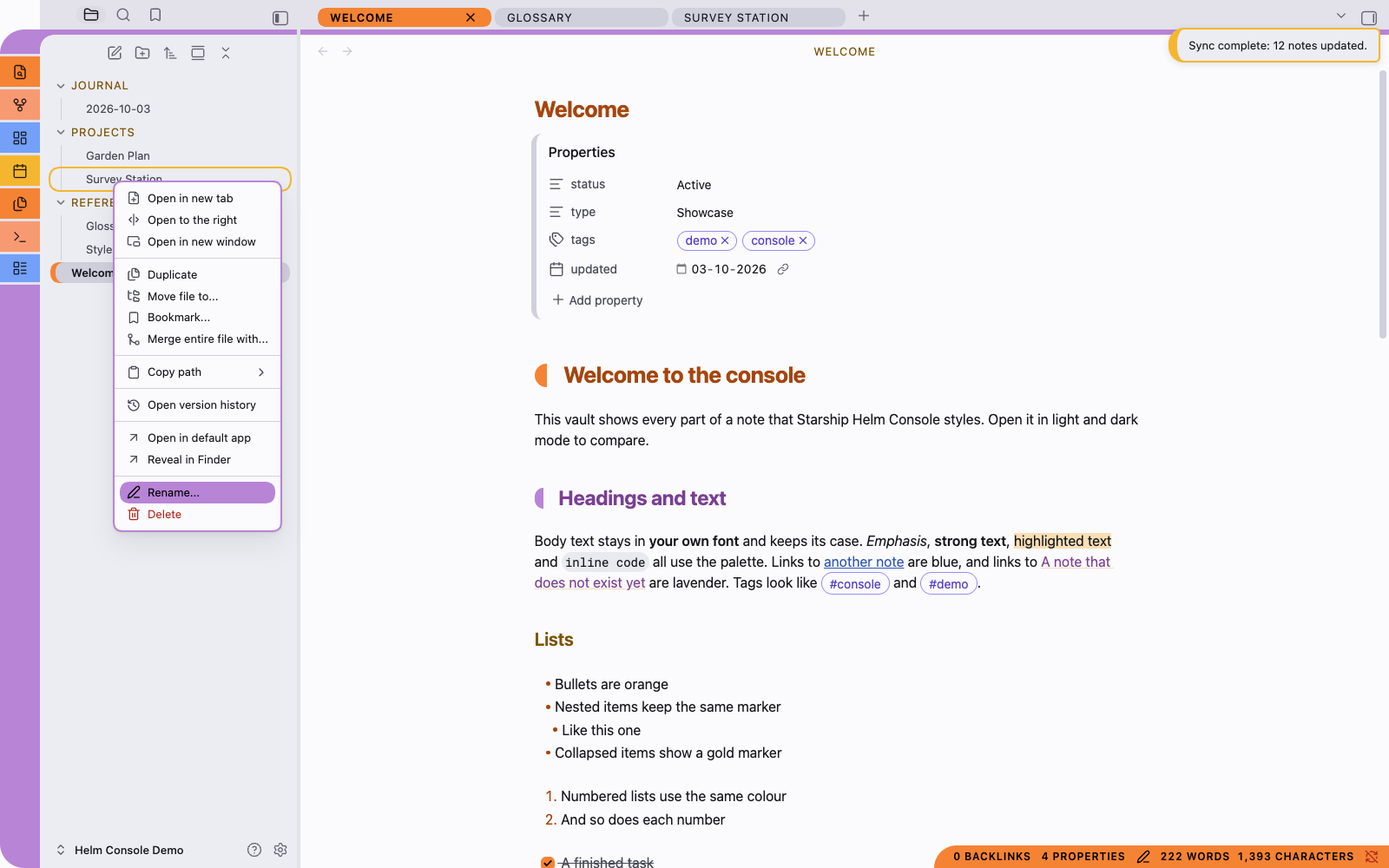 Context menu and notice in light mode