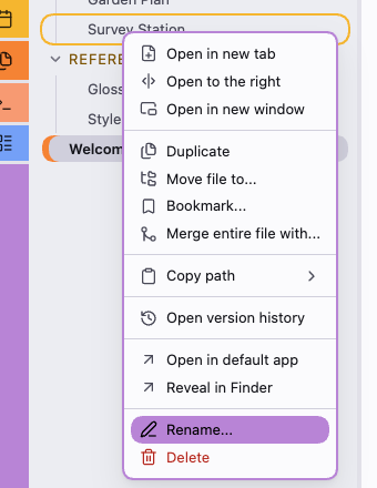 A file menu in light mode