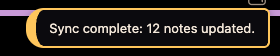 A notice in dark mode