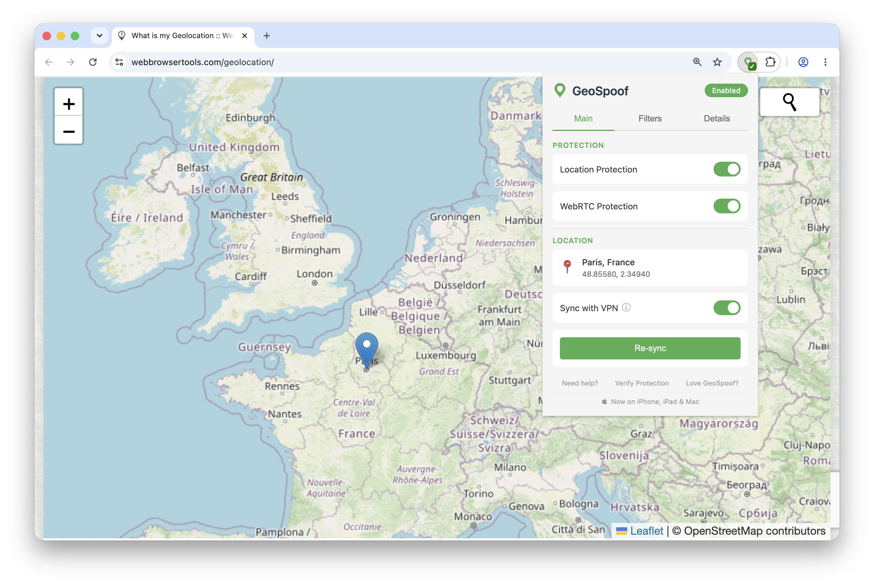 GeoSpoof main view