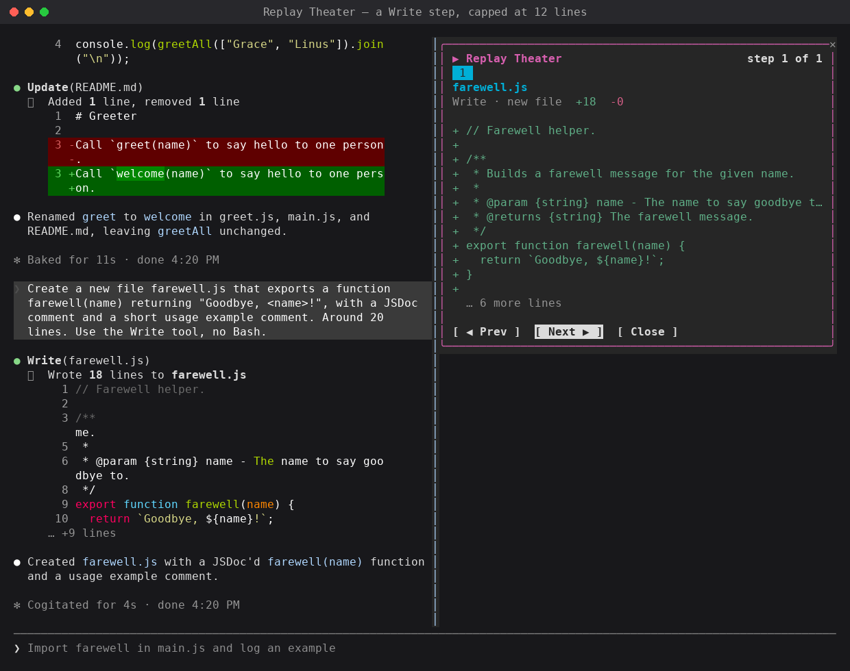 A Write step for a new file, with the diff capped at 12 lines