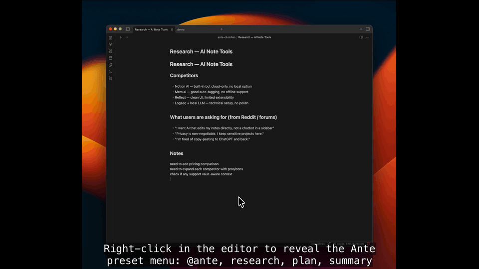 Context Menu demo