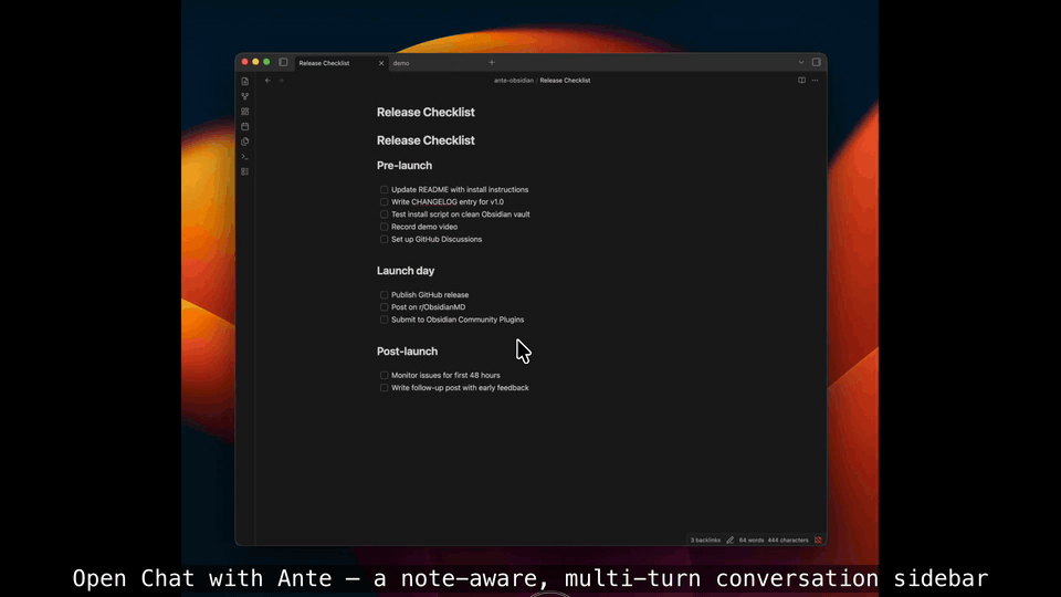 Chat with Ante demo