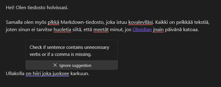 Picture of text with red and blue underlines indicating mistakes.
