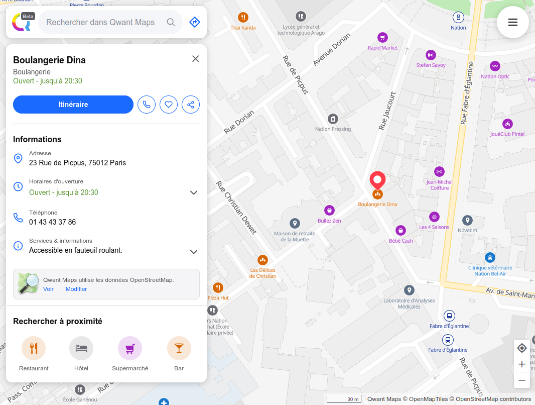 Qwant Maps screenshot