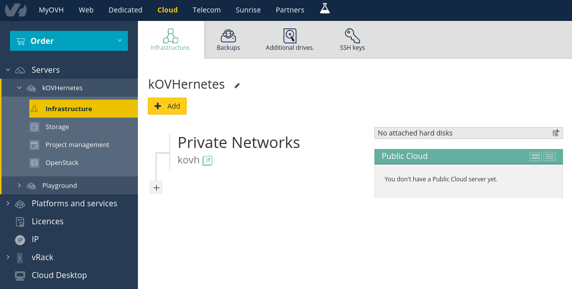 OVH dashboard