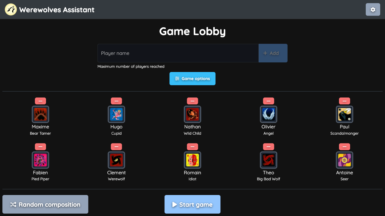 Game Lobby Page with 40 players