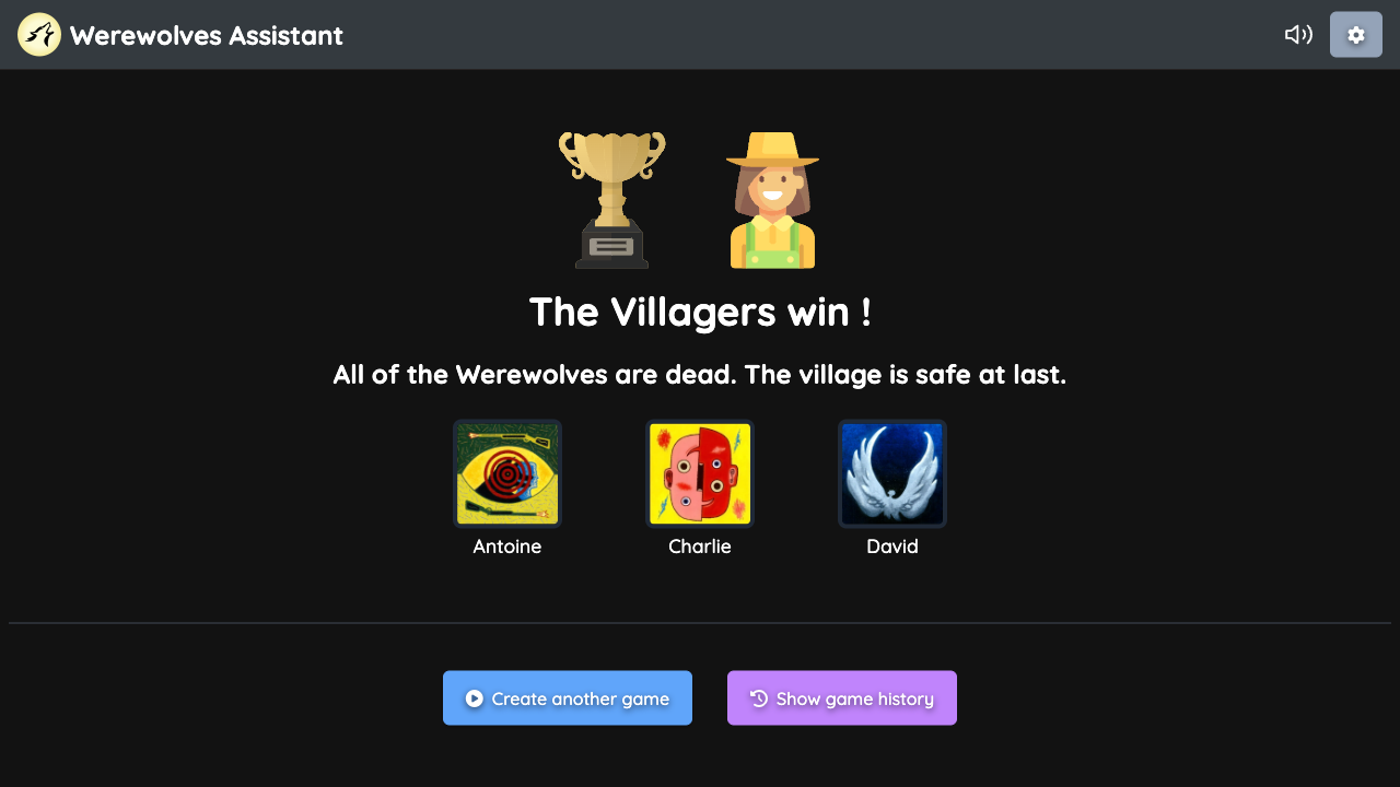 Game won by Villagers