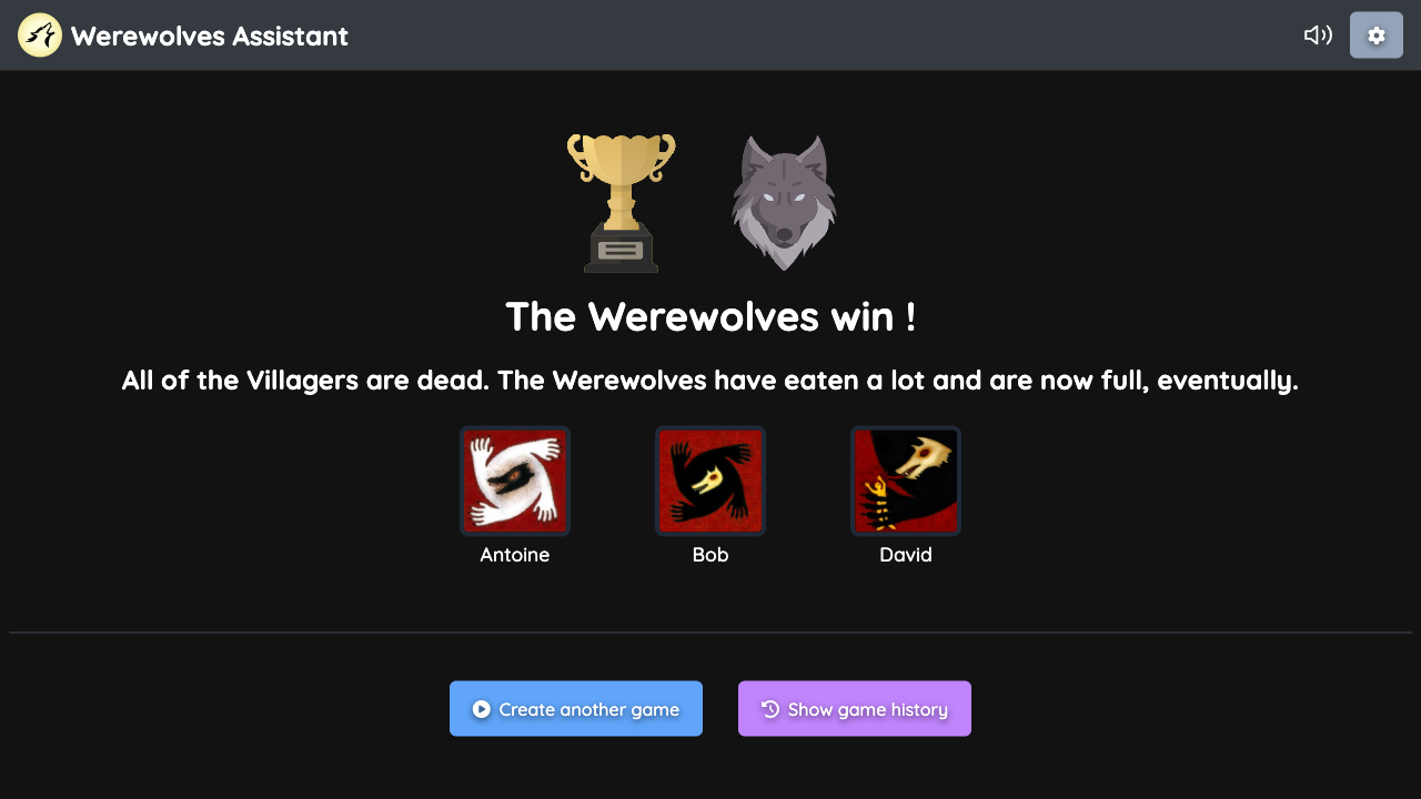 Game won by Werewolves