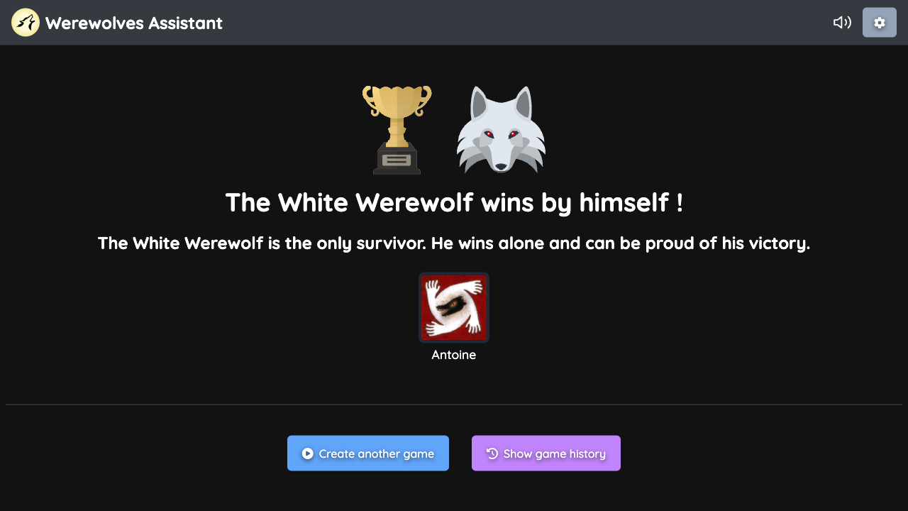 Game won by White Werewolf