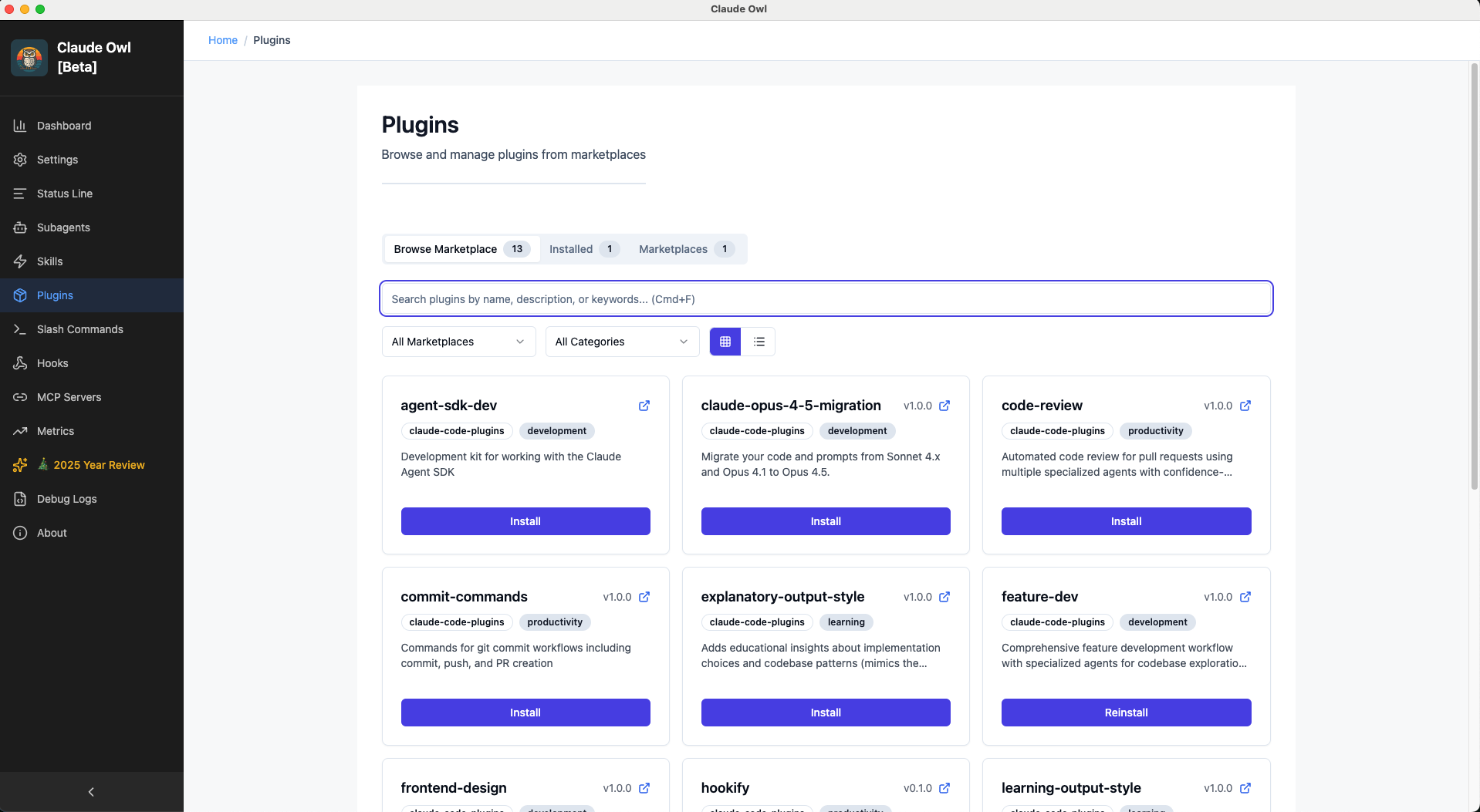 Browse Marketplace Plugins