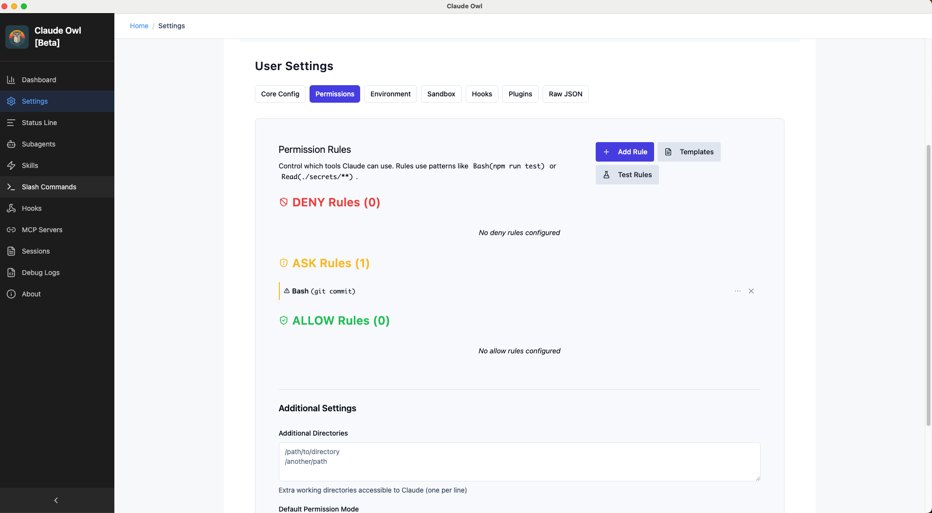 Settings - Permissions