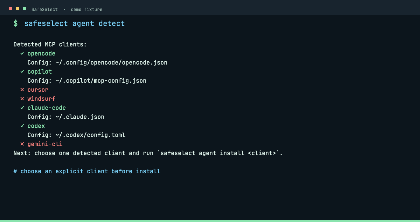 Terminal capture for safeselect agent <COMMAND>