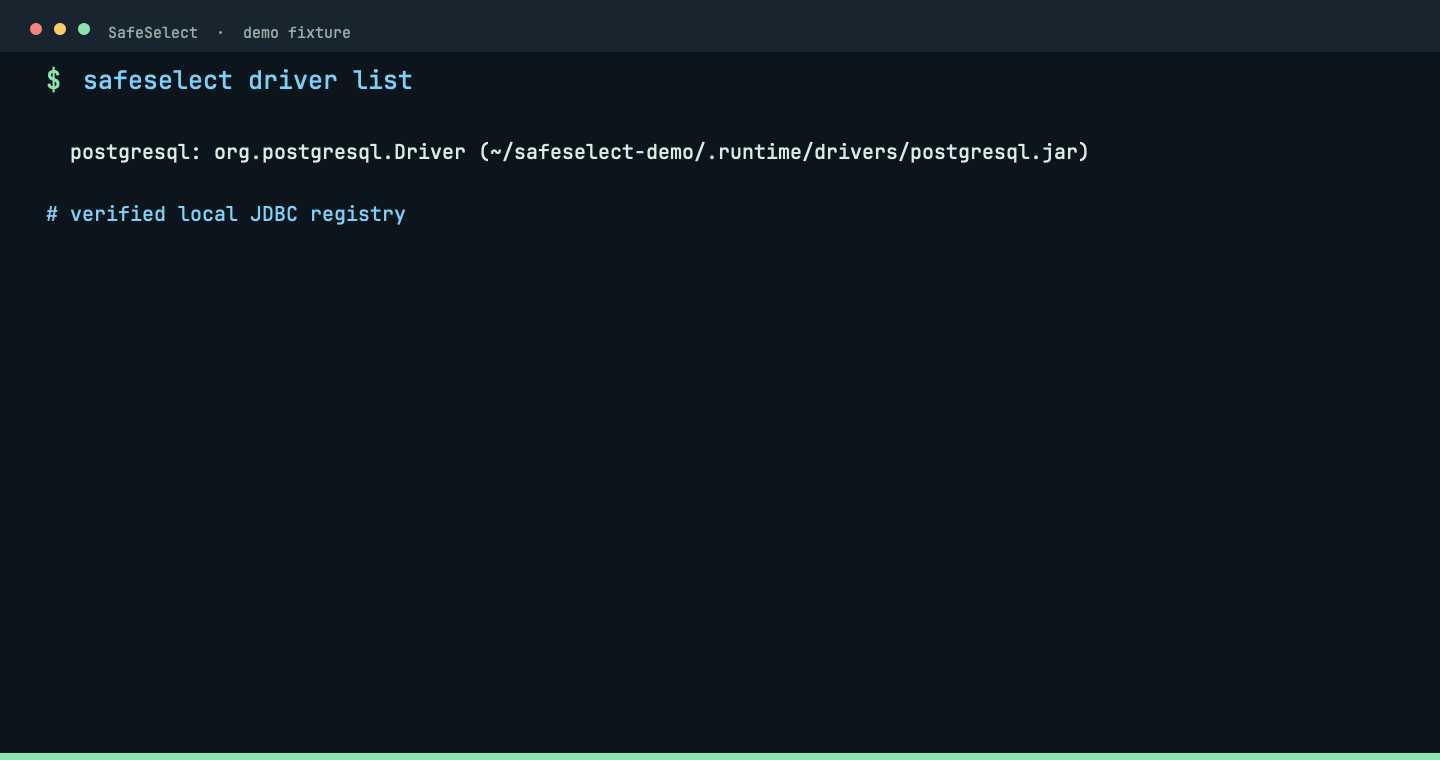 Terminal capture for safeselect driver <COMMAND>