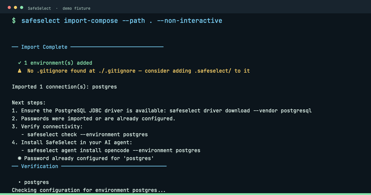 Terminal capture for safeselect import-compose [--path <path>]