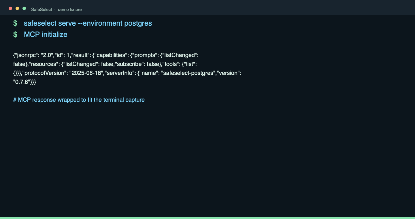 Terminal capture for safeselect serve [--environment <env>]