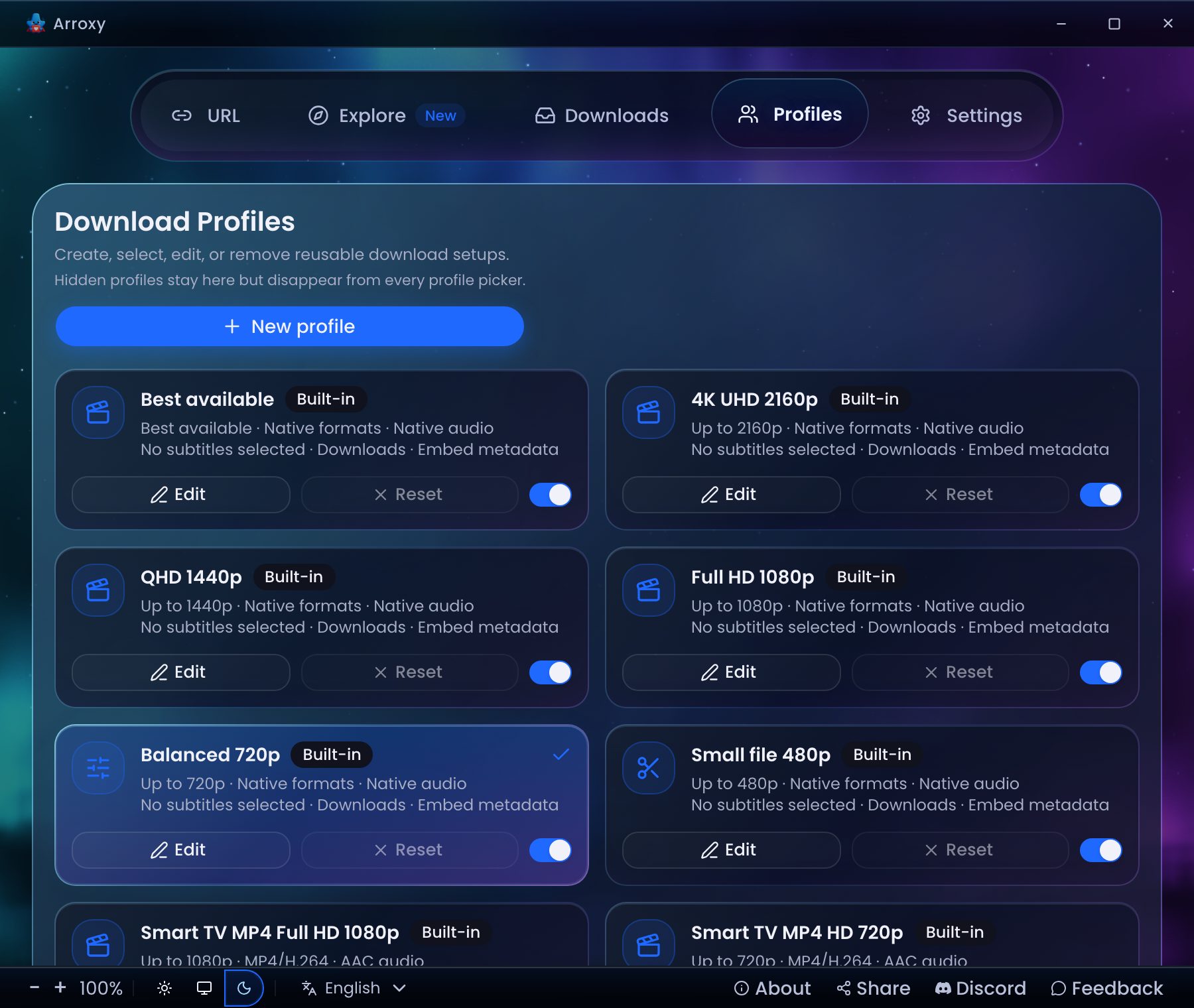 Arroxy — Download profiles