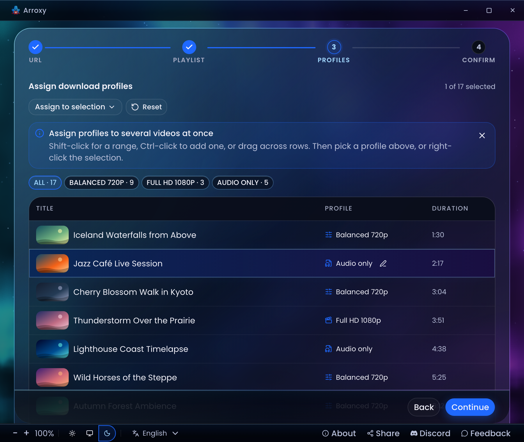 Arroxy — Per-item playlist profiles