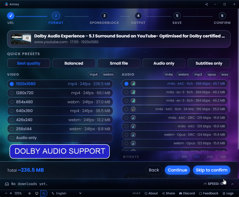 Arroxy — Surround / Dolby audio