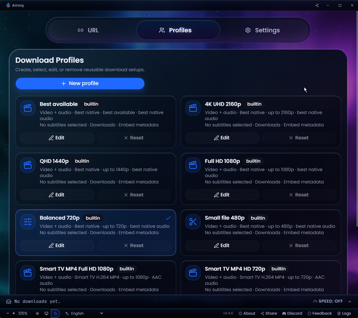 Arroxy — Download profiles