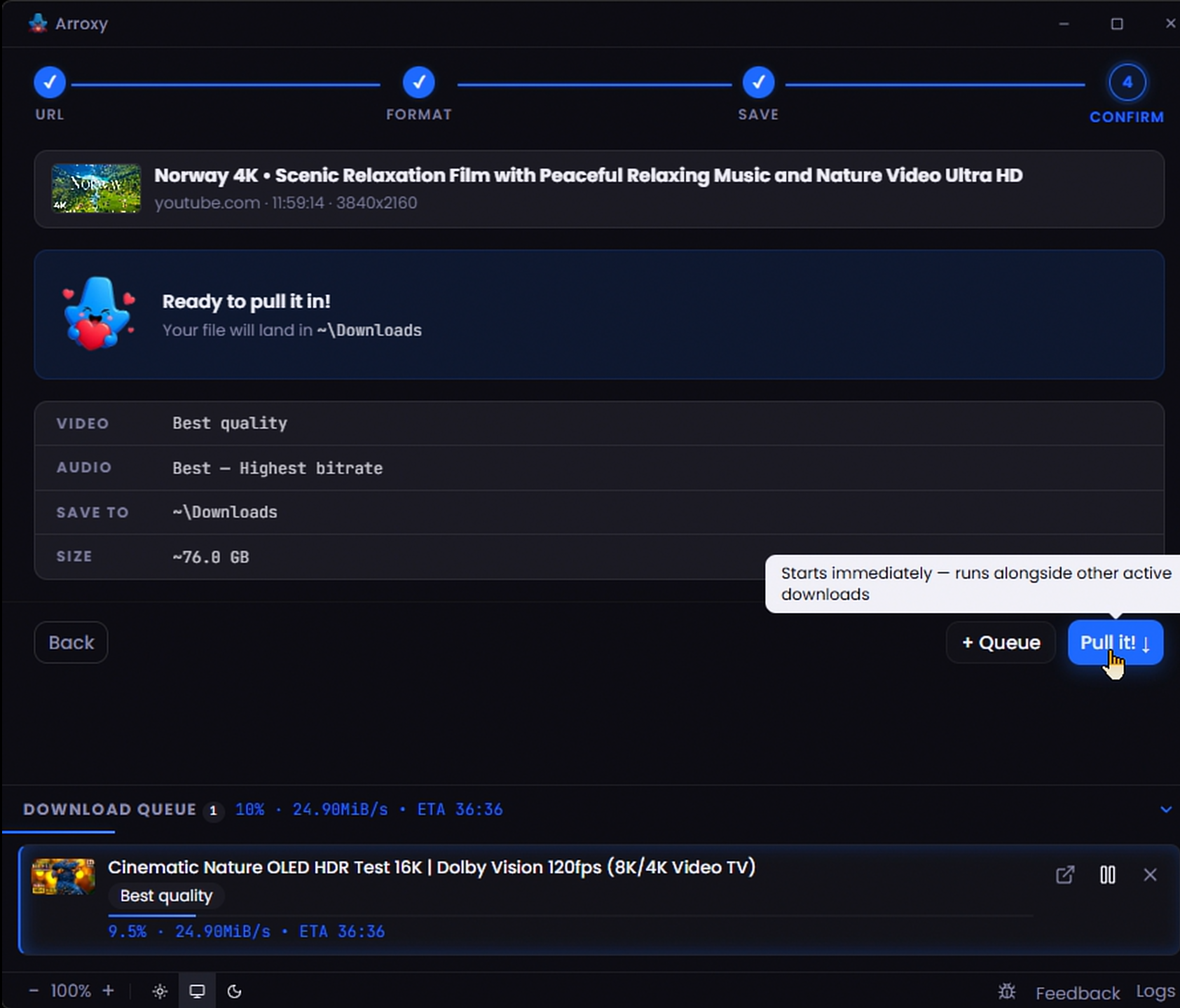 Arroxy — Parallel download queue