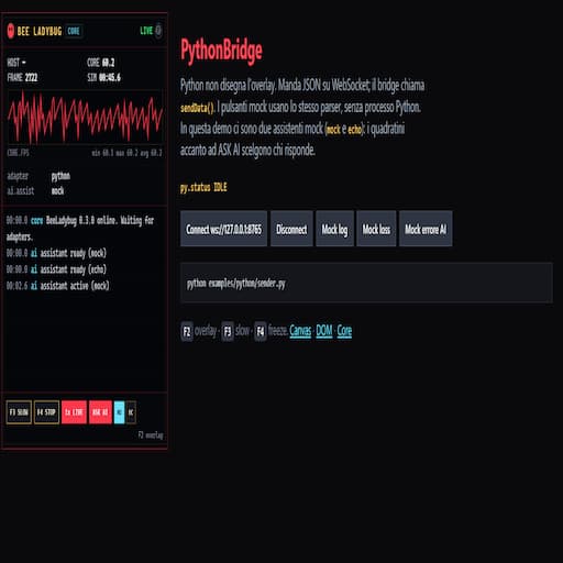 Overlay PythonBridge: ASK AI e quadratini mock/echo per scegliere il provider