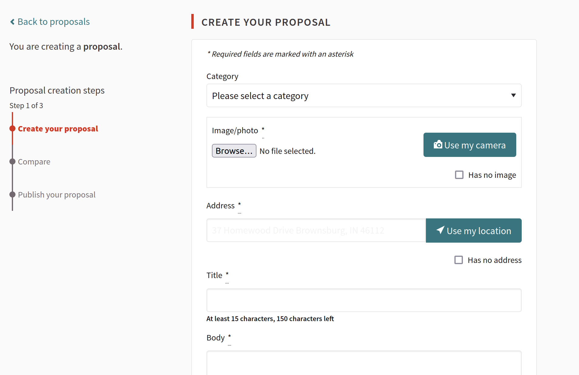 Reporting proposal creationg