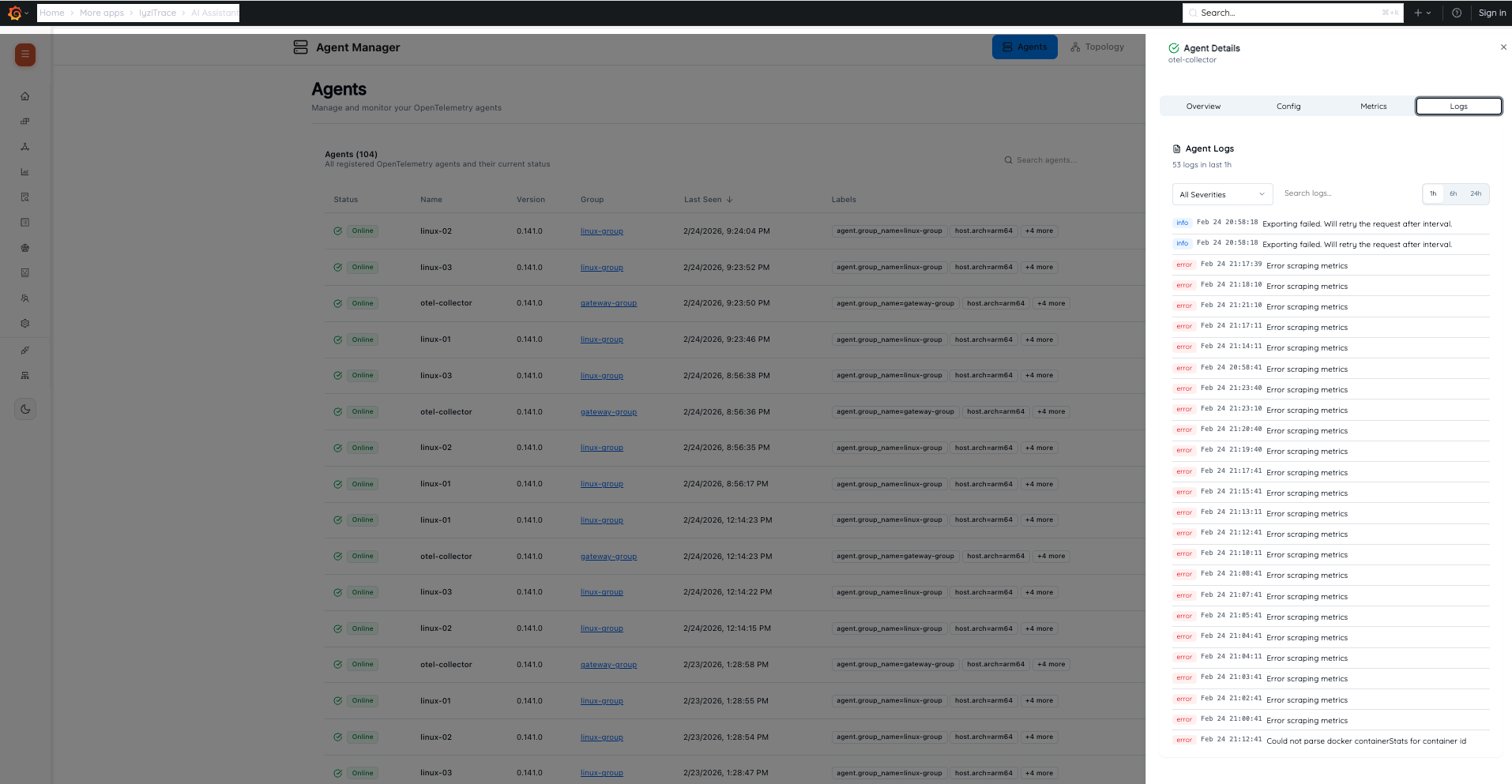 Agent Detail – Logs