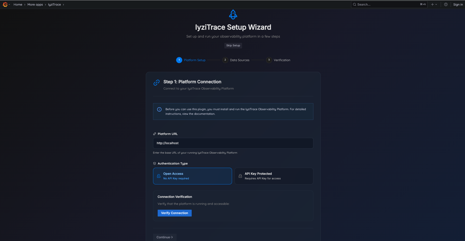 Wizard – Platform Connection