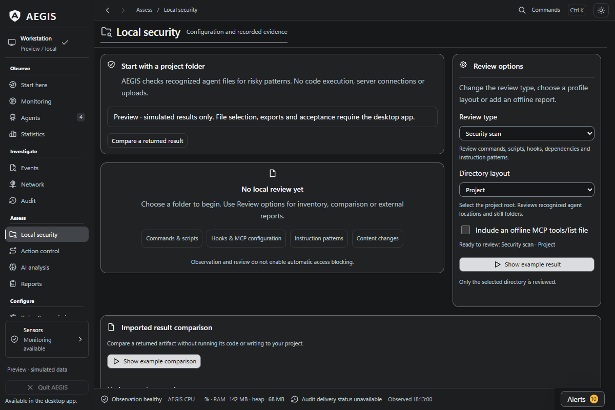 Local security workspace