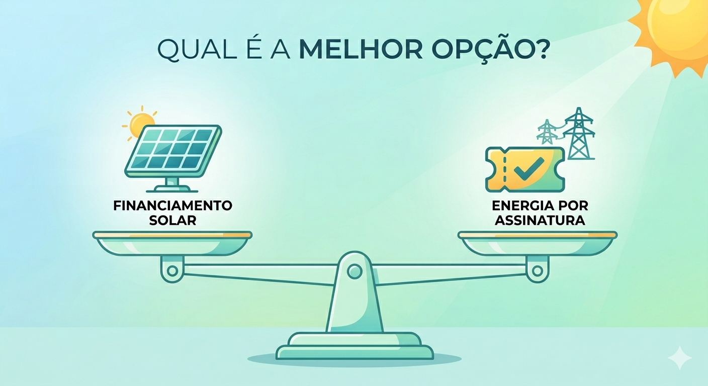 Energia por assinatura ou financiamento solar: qual realmente compensa?