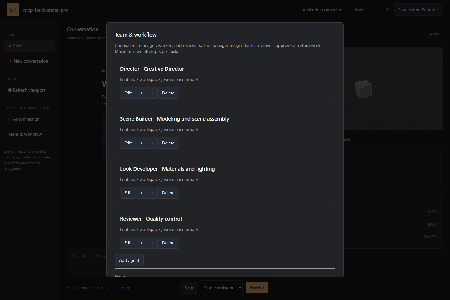 Agent roles and model configuration