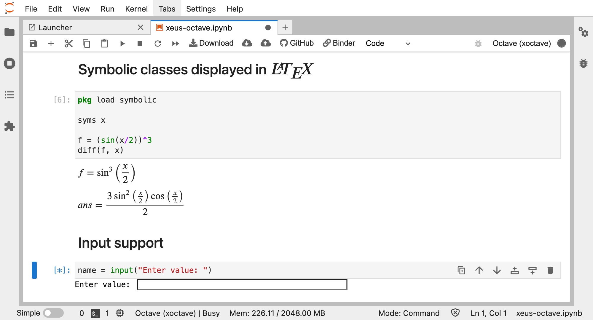 Rich display of LaTeX equations