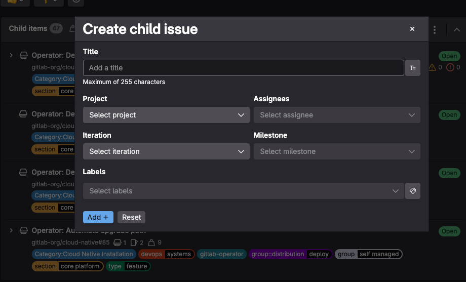 Create Child Issue