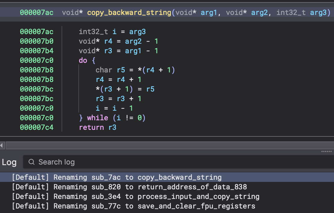 Binary Ninja Log