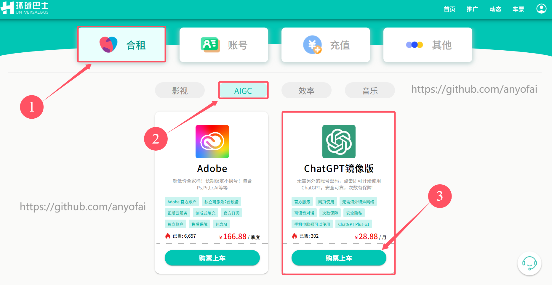 环球巴士官网：国内ChatGPT-4合租平台备选