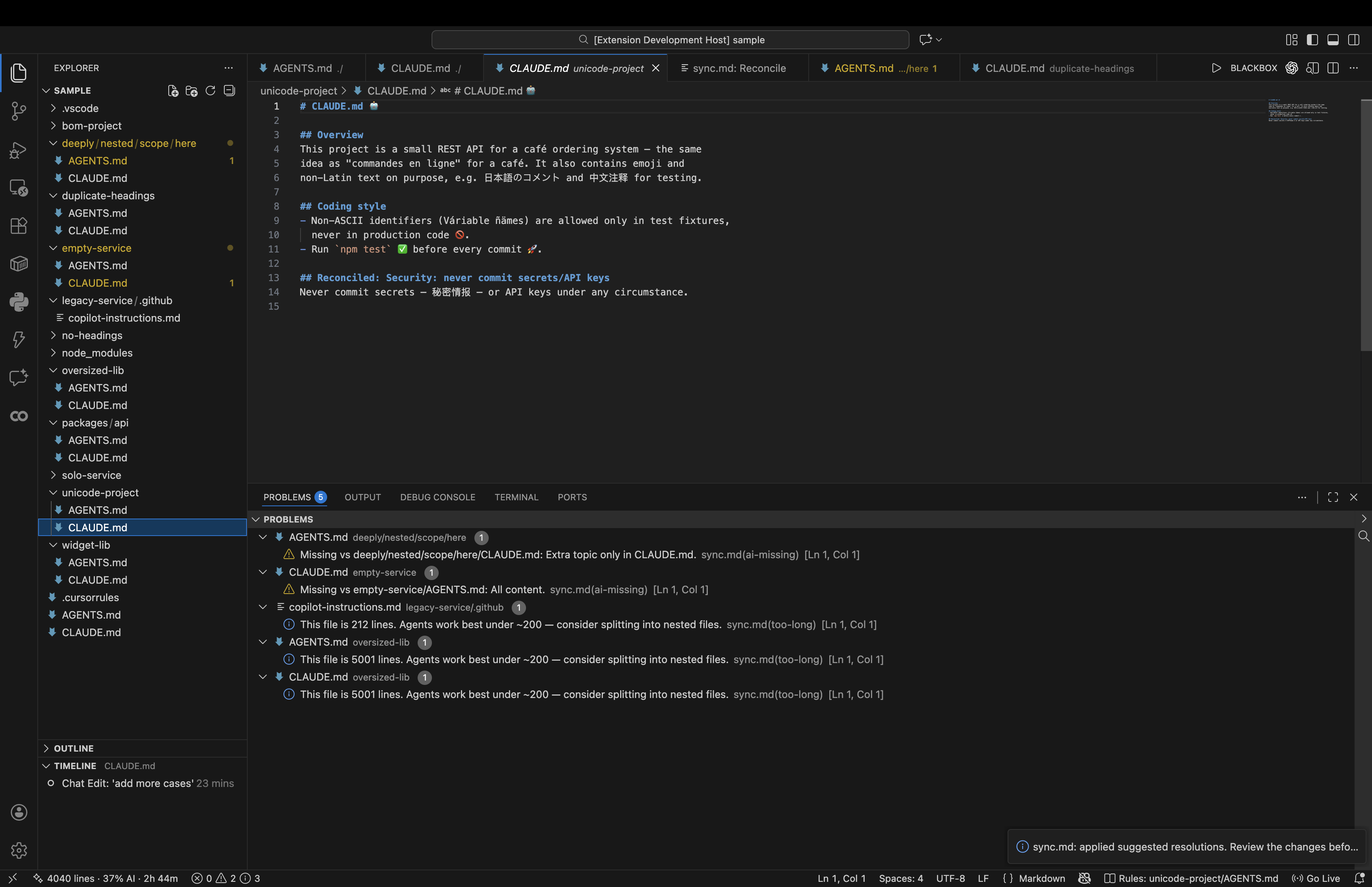 CLAUDE.md after sync.md applied the suggested resolution
