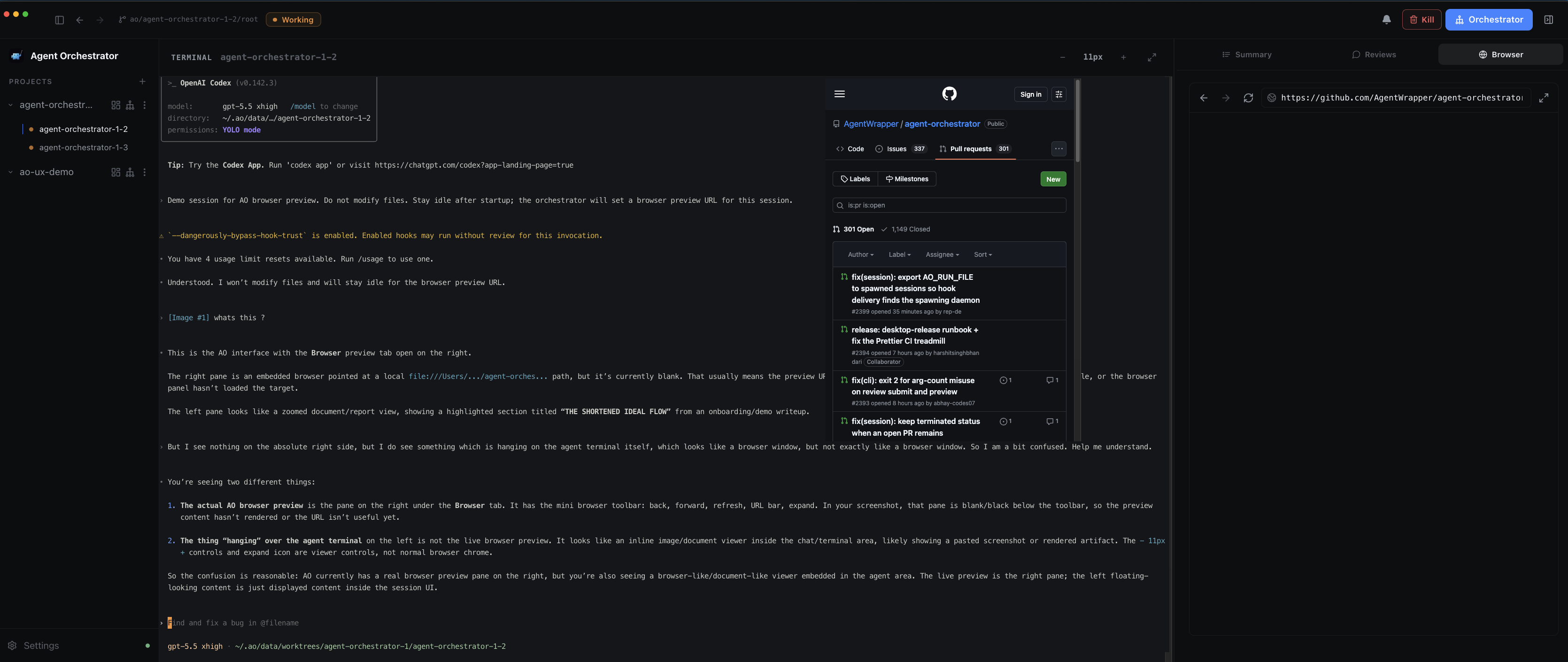 Browser preview offset