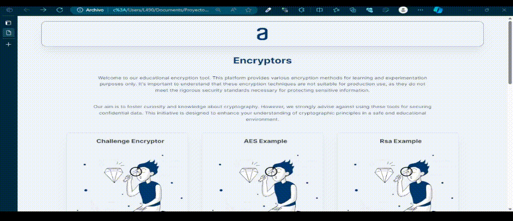 Cryptography setting demo