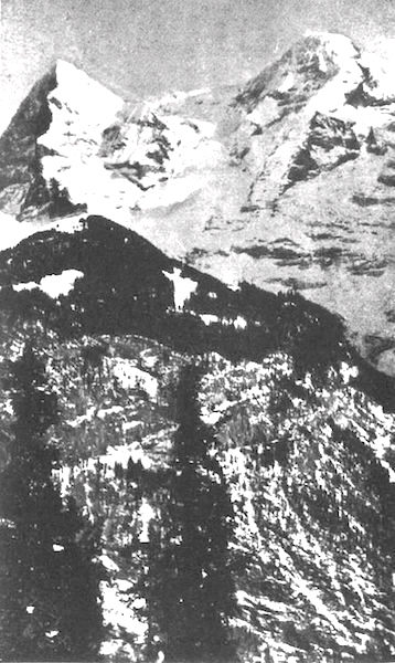 「●ミュルレンよりメョンヒとアイガーを仰ぐ」のキャプション付きの写真