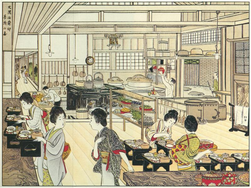 大隈伯爵邸臺所の畫の図