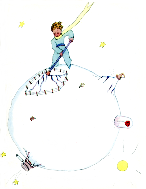 「〈火のついた火山のススを、ていねいにはらった。〉」のキャプション付きの挿絵