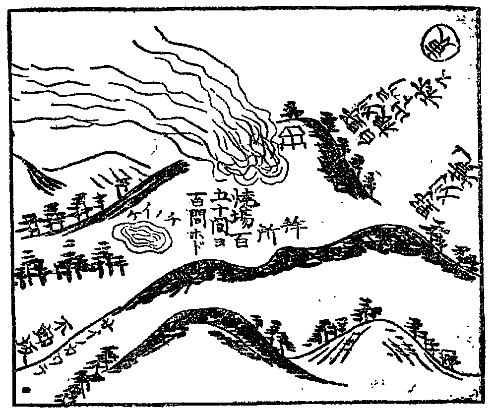 明治五年利根郡荒山噴火の図