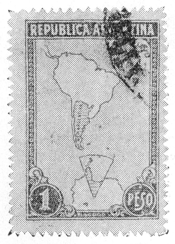 「南極の切手(茶青二色刷)」のキャプション付きの図