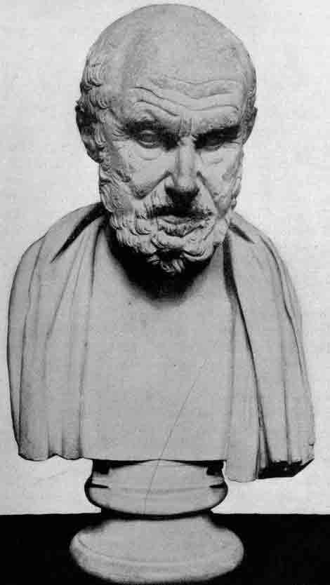 「第27図 ヒポクラテスの胸像(*現在はストア派クリュシッポスの像と言われている)大英博物館」のキャプション付きの図